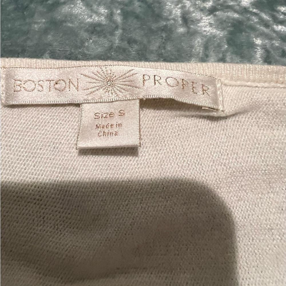 Boston Proper Embellished White Women's Top - Picture 10 of 12